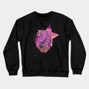 Bear Art In Purple Crewneck Sweatshirt